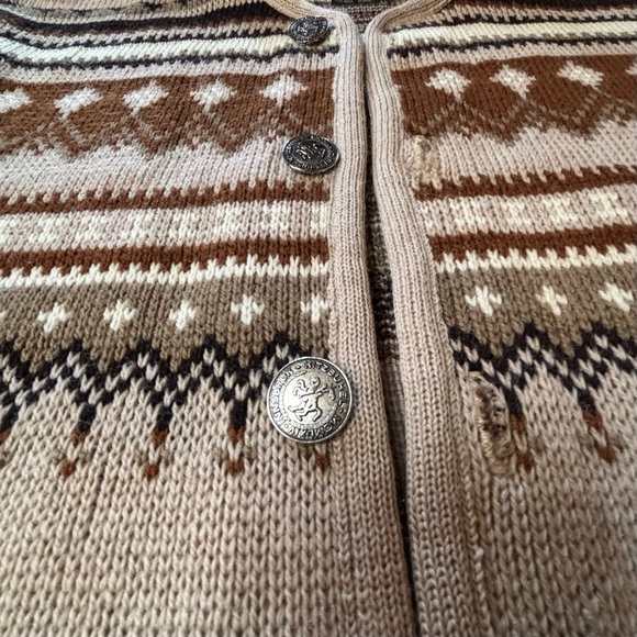 Vintage 60s Fair Isle Cardigan Sweater Virgin Wool Norvyk Pro Ski Shop Canadian - Picture 7 of 17